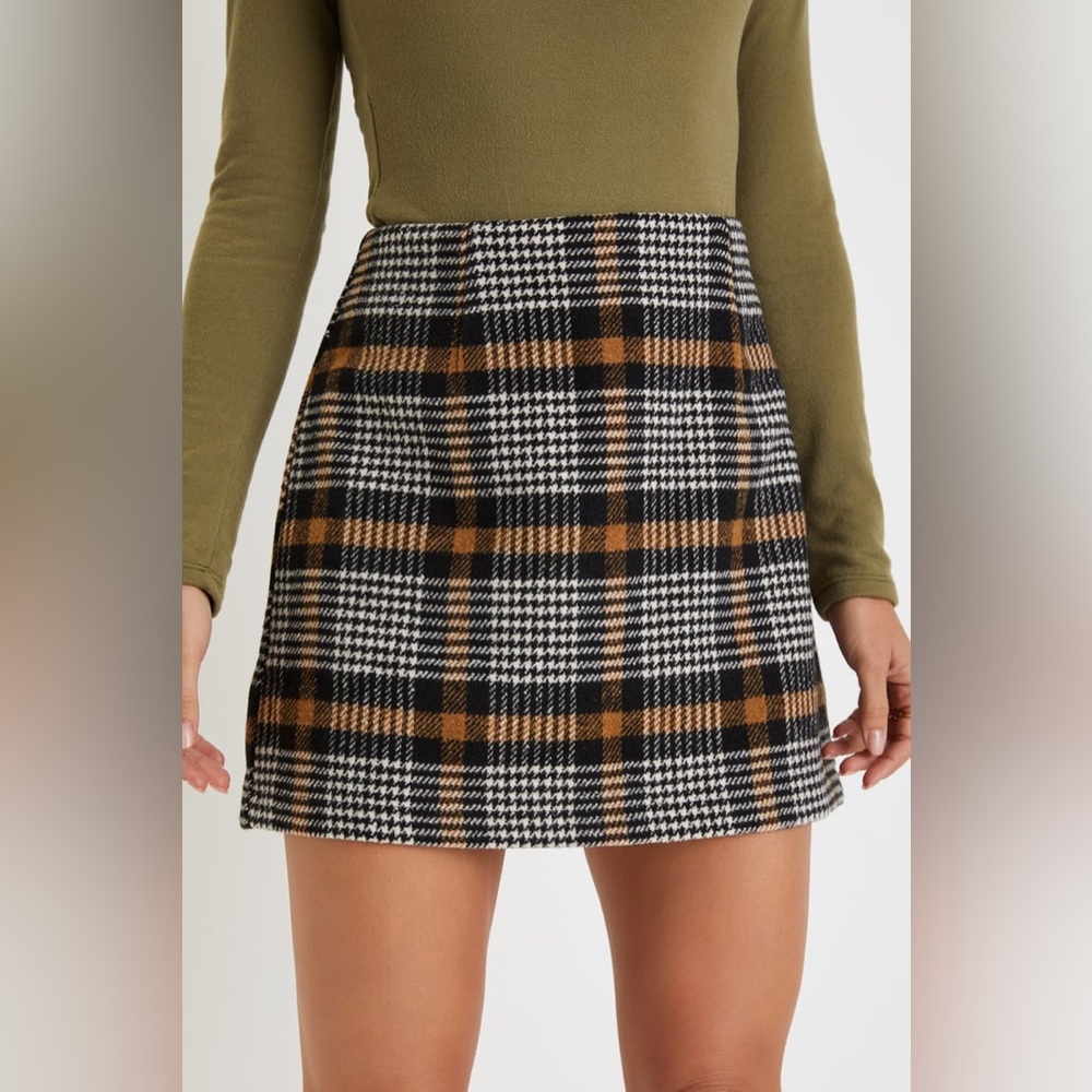 Preppy Personality Black Multi Plaid Mini Skirt